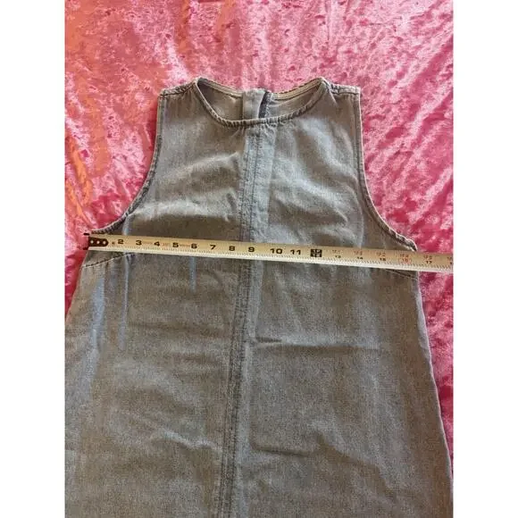 Forever 21 Shift Dress Sleeveless Denim Blue Women's XS High Neck - Picture 3 of 7